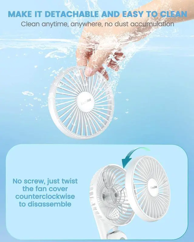 Alt view image 5 of 7 - EasyAcc Portable Hand Held Fan, Ultra Quiet 5 Speed Personal Fan, LED Dispay USB C Rechargeable Handheld Fan, 180° Foldable Small Desk Fan, Electric Cooling Fan&PowerBank for Office Home Travel