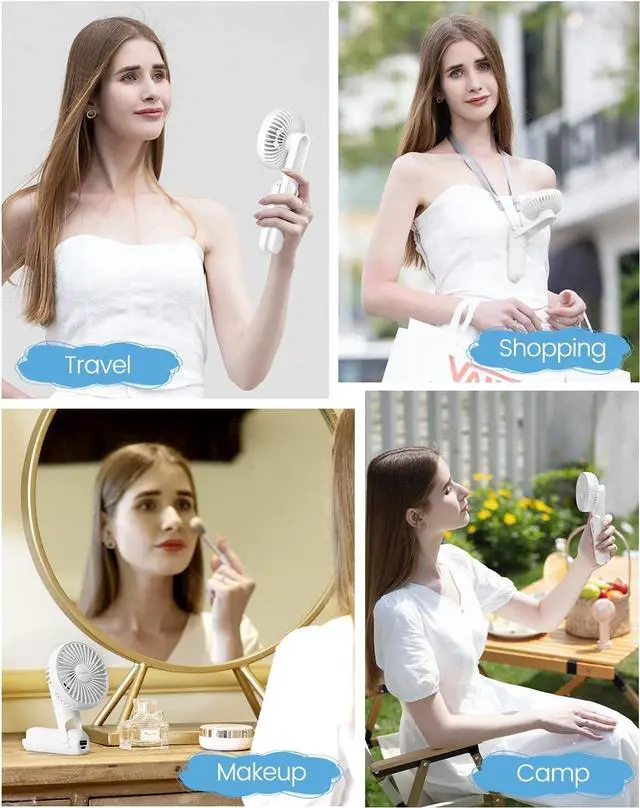 Alt view image 7 of 7 - EasyAcc Portable Hand Held Fan, Ultra Quiet 5 Speed Personal Fan, LED Dispay USB C Rechargeable Handheld Fan, 180° Foldable Small Desk Fan, Electric Cooling Fan&PowerBank for Office Home Travel