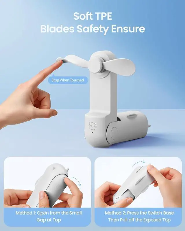 Alt view image 6 of 7 - GAIATOP Portable Handheld Fan, 3 IN 1 Mini Foldable Travel Fans [17H Max Cooling Time] with Power Bank, Pocket Design USB Rechargeable for Travel Concert Lash Makeup, Summer Gifts for Women Girl White