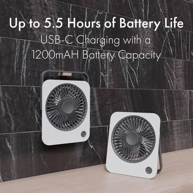 Alt view image 3 of 5 - Desk Fan, Rechargeable Battery Powered Mini Fan with Sleek Design, Portable and Quiet Operation, Ideal for Office or Home Use, Compact and Efficient Cooling Solution for Any Workspace