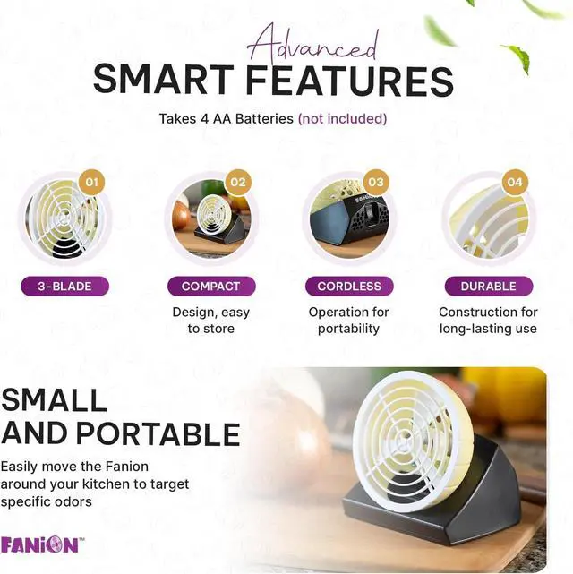 Alt view image 3 of 6 - Fanion Cordless Kitchen Prep Fan - Portable for Cutting Onions Without Tears - Cute Onion-Shaped Fanion for Comfortable Cooking & Meal Preparation - Portable and Battery Operated (Sweet)