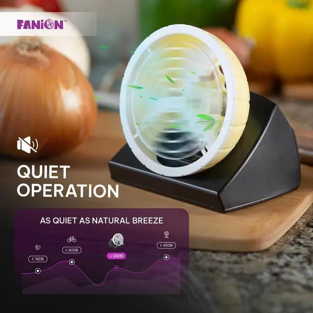 Alt view image 5 of 6 - Fanion Cordless Kitchen Prep Fan - Portable for Cutting Onions Without Tears - Cute Onion-Shaped Fanion for Comfortable Cooking & Meal Preparation - Portable and Battery Operated (Sweet)