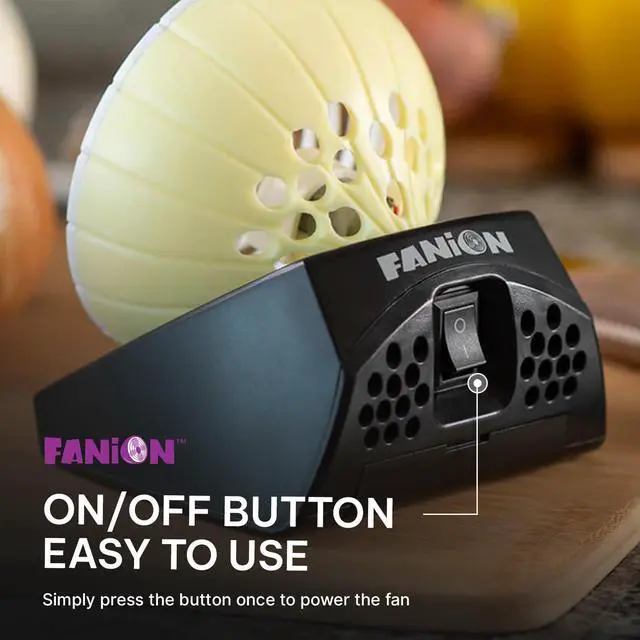 Alt view image 6 of 6 - Fanion Cordless Kitchen Prep Fan - Portable for Cutting Onions Without Tears - Cute Onion-Shaped Fanion for Comfortable Cooking & Meal Preparation - Portable and Battery Operated (Sweet)