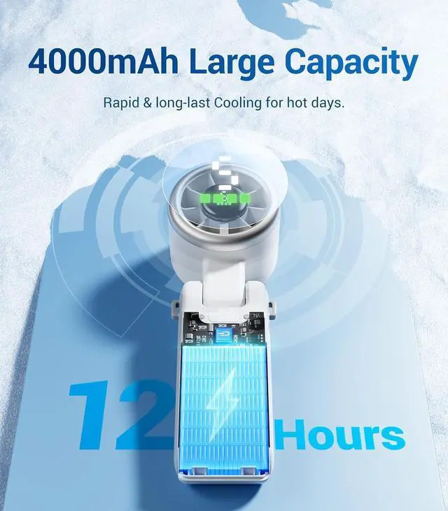 Alt view image 6 of 7 - Diveblues Portable Handheld Turbo Fan, 5 Gear Wind, Battery Operated, Up to 12 Working Hours, 3 IN 1 Hand Fan with Air Turbo Tech Cooling Fan for Outdoor Activities, Travel, Working