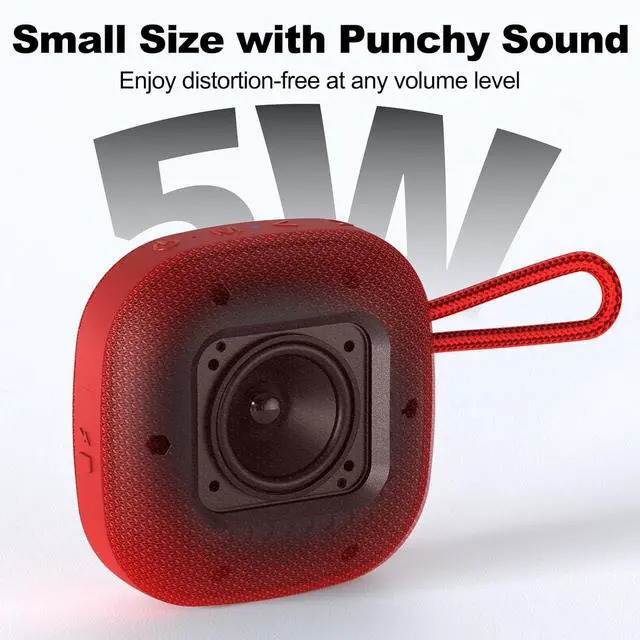 Alt view image 2 of 6 - Bobtot Portable Bluetooth Speakers Wireless - IPX7 Waterproof Shower Speaker with 16 Hours Playtime, Loud Stereo Sound, TWS, Built-in Mic, Mini Size with Lanyard to Carry, Red