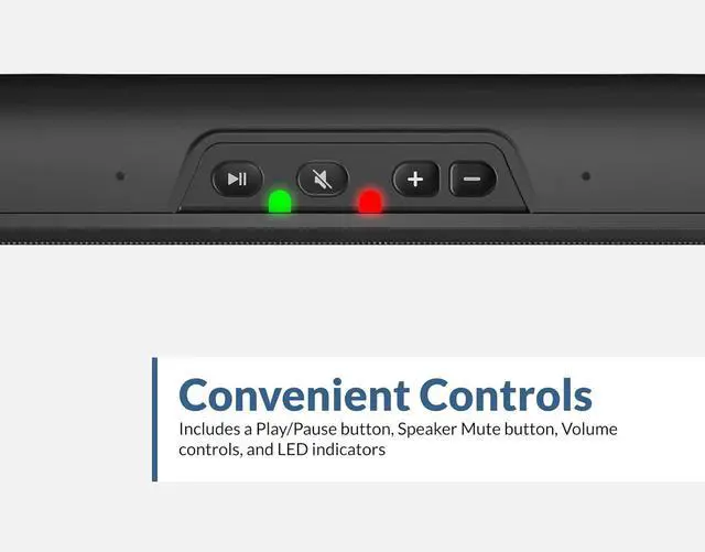 Alt view image 6 of 7 - Cyber Acoustics USB Speaker Bar (CA-2890)  Stereo USB Powered Speaker, Easily Clamps to Monitor, Convenient Controls