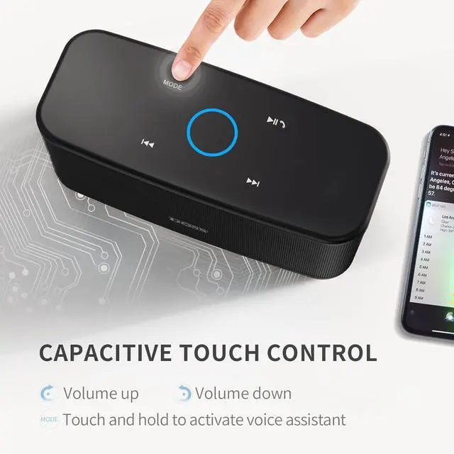 Alt view image 3 of 6 - DOSS SoundBox Plus Bluetooth Speaker with Superior Sound, Bluetooth 5.0, Wireless Stereo Pairing, Built-in Mic, 20H Playtime, Portable for Hking, Beach, Camping. Outdoor, Home - Black. Upgrade version