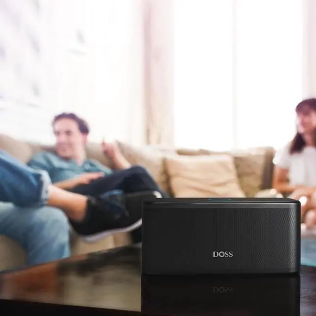 Alt view image 6 of 6 - DOSS SoundBox Plus Bluetooth Speaker with Superior Sound, Bluetooth 5.0, Wireless Stereo Pairing, Built-in Mic, 20H Playtime, Portable for Hking, Beach, Camping. Outdoor, Home - Black. Upgrade version
