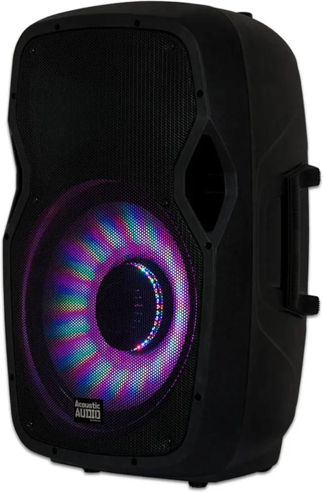 Alt view image 7 of 7 - Acoustic Audio by Goldwood 15 Inch 1000 Watt Bluetooth LED Speaker System with RCA25 Pro Audio 25 Foot Stereo Cables, Red/White (2 Pack)