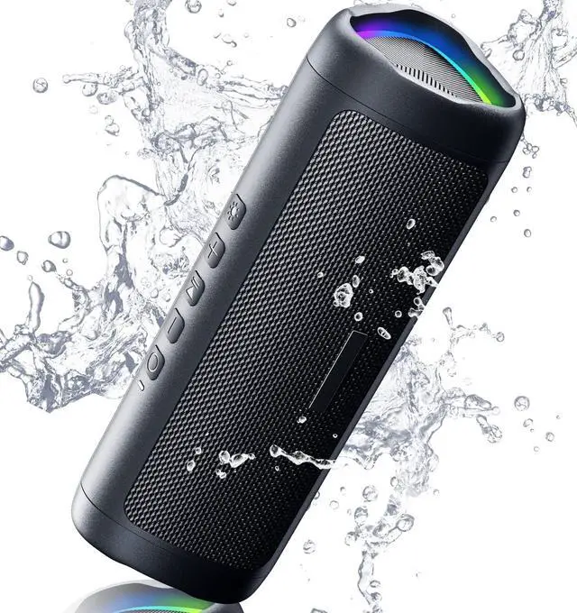 Main image of Bluetooth Speaker with HD Sound, Portable Wireless, IPX5 Waterproof, Up to 20H Playtime, TWS Pairing, BT5.3, for Home/Party/Outdoor/Beach, Stocking Stuffers, White Elephant Gifts for Adults (Black)