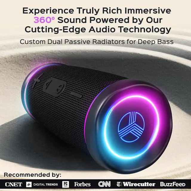 Alt view image 2 of 7 - TREBLAB HD77 Bluetooth Speaker - Powerful 360° Sound with Impactful Bass, 30W Portable Wireless Audio, 20H Battery, IPX7 Waterproof, TWS Stereo, Shockproof Design for Outdoor, Beach, Pool, Jobsite