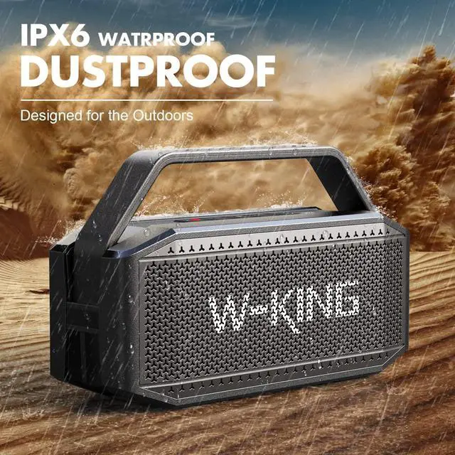 Alt view image 3 of 7 - W-KING Portable Loud Bluetooth Speaker, 100W Max Waterproof Outdoor Speakers Bluetooth Wireless, IPX6 Party Big Large Speaker Boombox, 60W Exlarge Deep Bass Passive Radiator/40H/Power Bank/TF/AUX/EQ