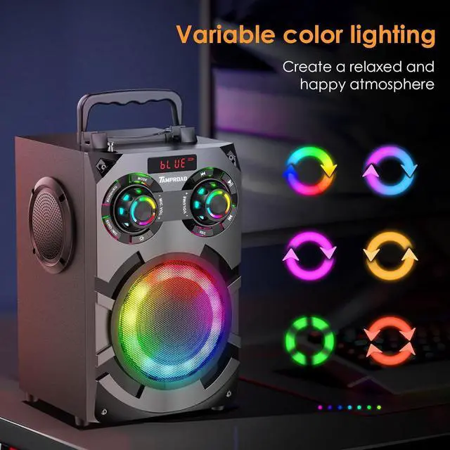 Alt view image 5 of 7 - 60W Bluetooth Speaker, Party Speakers Wireless with 8000mAh Battery & Subwoofer, Bluetooth 5.0, Deep Bass, 2.1 Surround Sound & Phone Stand for Home, Outdoor, Camping (Black)