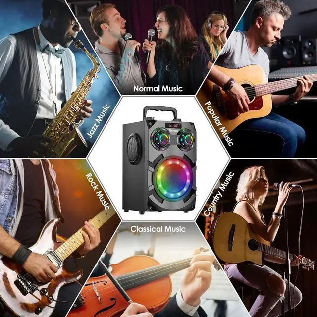 Alt view image 7 of 7 - 60W Bluetooth Speaker, Party Speakers Wireless with 8000mAh Battery & Subwoofer, Bluetooth 5.0, Deep Bass, 2.1 Surround Sound & Phone Stand for Home, Outdoor, Camping (Black)