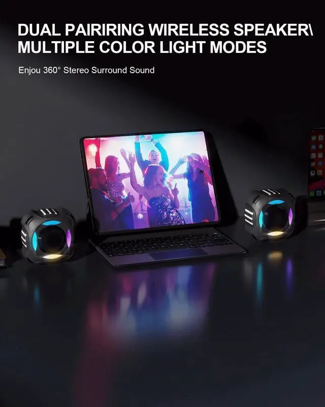 Alt view image 6 of 7 - comiso Waterproof Speaker with Robust Bass, Shower Speaker with Dynamic Light, TWS Mode, Loud HD Sound, IP67 Waterproof, 2000mAh, Portable Wireless Speakers for Home, Outdoor/Kayak, Gift for Unisex.