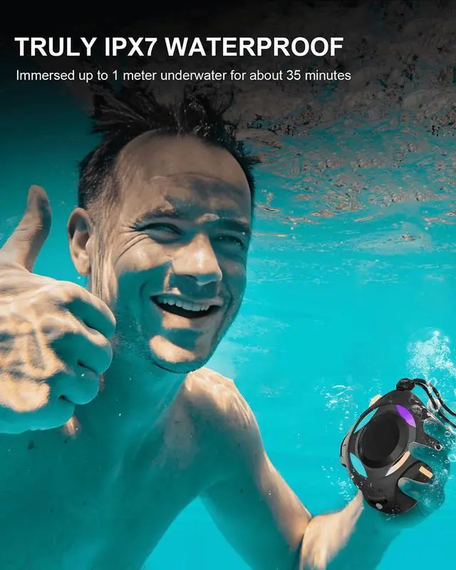 Alt view image 7 of 7 - comiso Waterproof Speaker with Robust Bass, Shower Speaker with Dynamic Light, TWS Mode, Loud HD Sound, IP67 Waterproof, 2000mAh, Portable Wireless Speakers for Home, Outdoor/Kayak, Gift for Unisex.