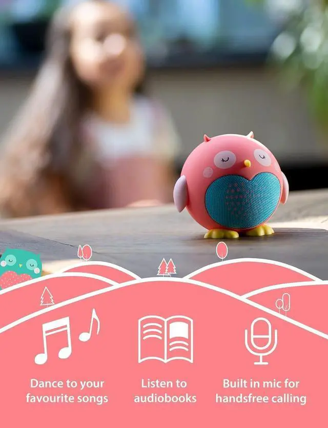 Alt view image 4 of 6 - Planet Buddies Kids Bluetooth Speaker Boys and Girls with Microphone, Mini Bluetooth Speaker Portable Wireless, 60 Day Battery, for Home, Outdoor and Travel, Works with iPhone and Android  Olive Owl