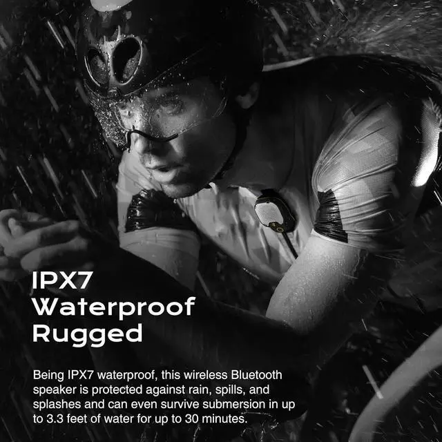 Alt view image 5 of 6 - Wearable Bluetooth V5.3 Speaker, 30H Working Time Clip-On Wireless Jobsite Water-Resistant Portable Speaker, Built-in ENC Mic for Hands-Free Music/Calls, IPX7 Waterproof, TWS Portable Speaker