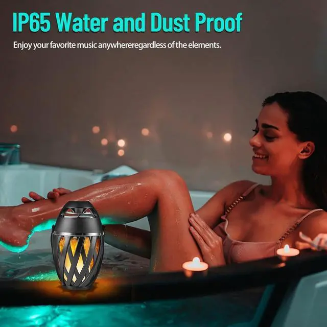 Alt view image 5 of 7 - 2 Pack Outdoor Bluetooth Speakers Waterproof Wireless, Birthday Gifts for Men Dad, LED Flame Ambient Light, Camping Patio Accessories, Unique Gifts for Him Husband Boyfriend Dad Gifts