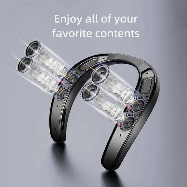 Alt view image 2 of 7 - Neck Speaker, Bluetooth 5.3 Built-in mic, Wearable Neckband Speakers 3D Stereo Surround Sound (Black)