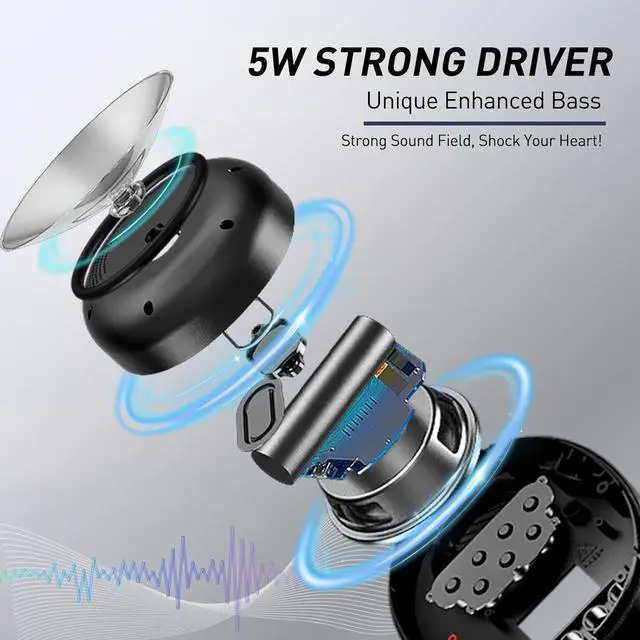 Alt view image 4 of 7 - Shower Radio Speaker with Bluetooth 5.0, AGPTEK Waterproof Wireless Bathroom FM with Suction Cup 12H Long Playback Time, Lanyard, LCD Screen Display, Handsfree Calling, Storage Card Playback Black