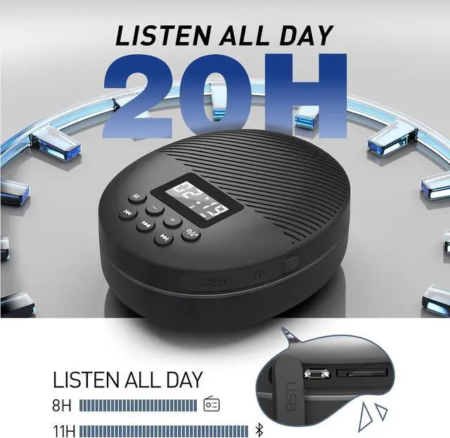 Alt view image 5 of 7 - Shower Radio Speaker with Bluetooth 5.0, AGPTEK Waterproof Wireless Bathroom FM with Suction Cup 12H Long Playback Time, Lanyard, LCD Screen Display, Handsfree Calling, Storage Card Playback Black