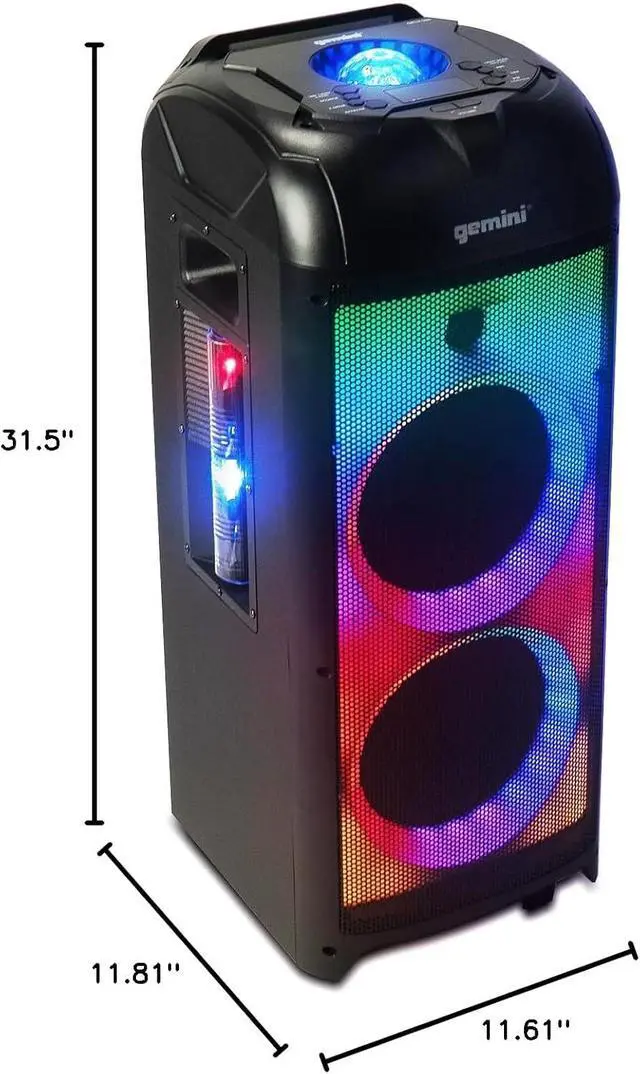 Alt view image 7 of 7 - GPLT-360 Portable 1000 Watt Wireless Self Battery Powered Loud Bluetooth Party Tower Speaker Box with 360° of Sound and 360° of Beat Synced Light