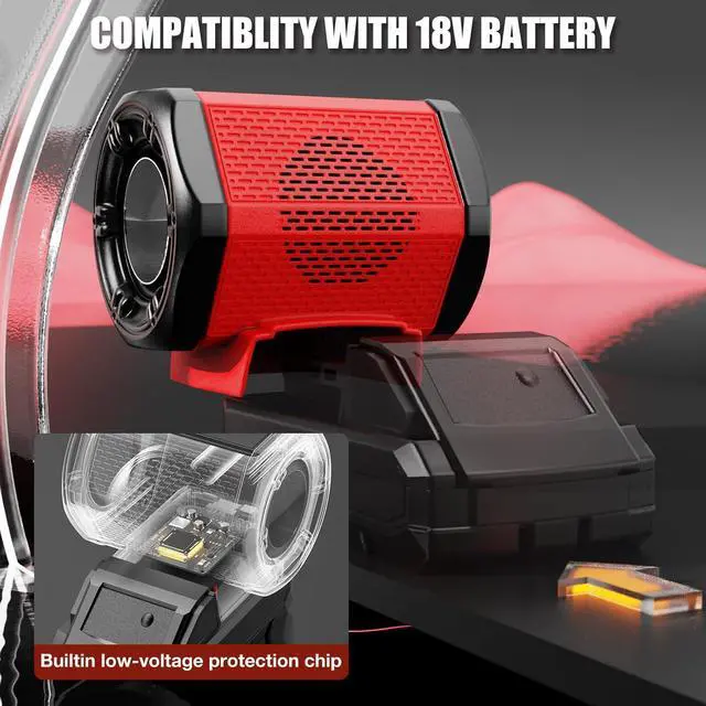 Alt view image 3 of 7 - ohyes Bluetooth Speaker Compatible with Milwaukee 18V Battery Packs with USB-A/C Charging for Jobsite Camping & Parties (Battery not Included)