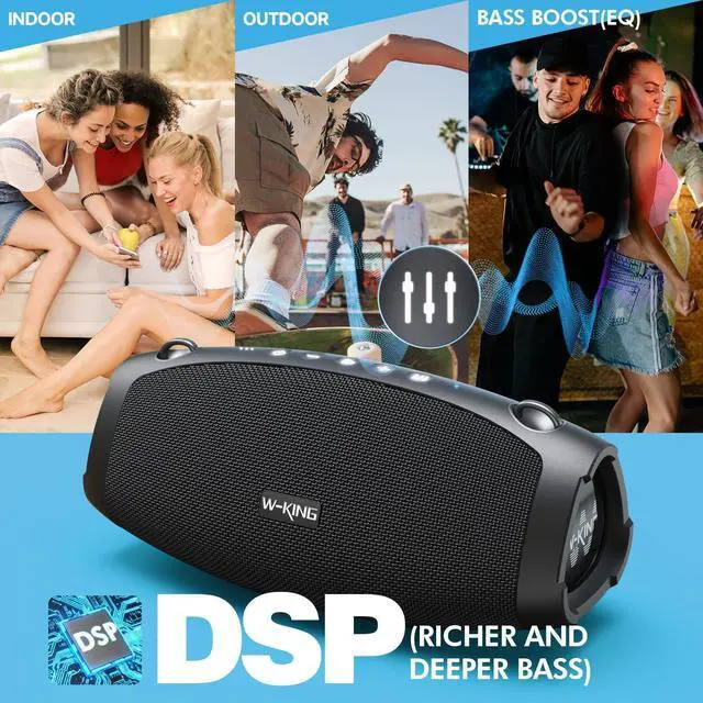 Alt view image 3 of 7 - W-KING Portable Speakers Bluetooth Wireless, 120W MAX IPX6 Waterproof Loud Bluetooth Speaker Boombox, Triple Passive Radiator/Subwoofer*2-70W Deep Bass/DSP/42H/PowerBank/EQ/Party Large Outdoor Speaker