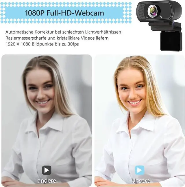 Alt view image 2 of 7 - ToLuLu 1080P Webcam with Microphone, HD Webcam Web Camera with Tripod Stand, Widescreen USB Computer Camera, Streaming Mic Web cam for Online Calling/Conferencing,Facetime/YouTube Desktop Laptop PC