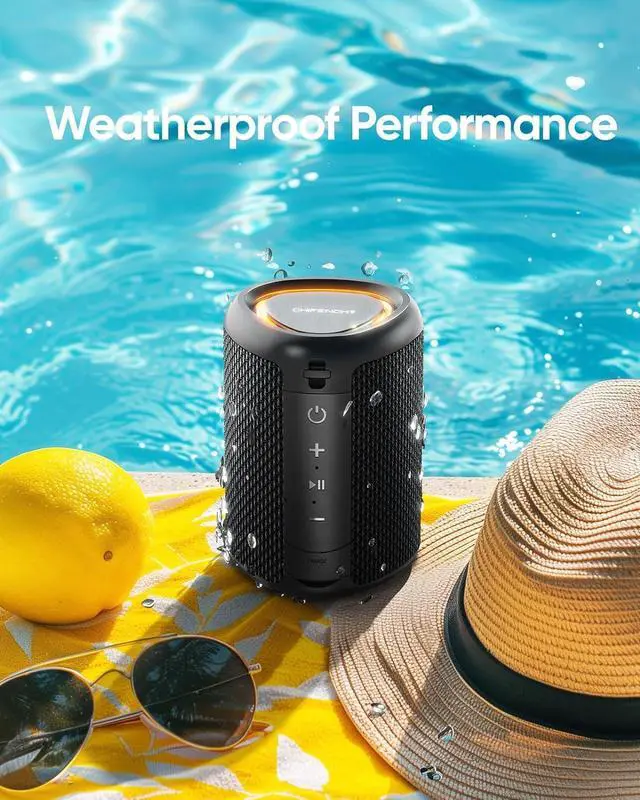 Alt view image 7 of 7 - Portable Bluetooth Speaker with Lights, Stocking Stuffers, Powerful Crystal Clear Sound, IPX5 Waterproof, All Day Playtime, BT 5.3, TWS Paring, Small Wireless Speaker for Outdoor, White Elephant Gifts