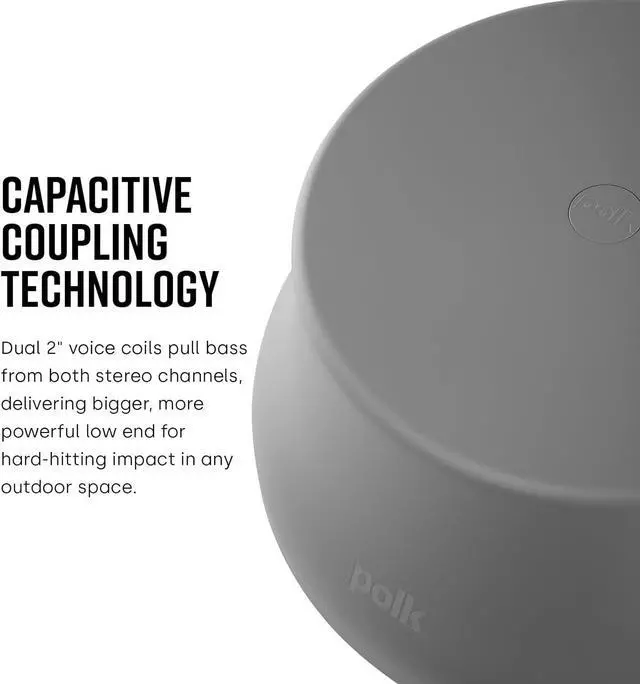 Alt view image 5 of 7 - Polk Audio Atrium SUB100 Outdoor Passive Subwoofer, Features 10" Long-Throw Dynamic Balance Driver, Down Firing Subwoofer, All-Weather Durability, Terracotta