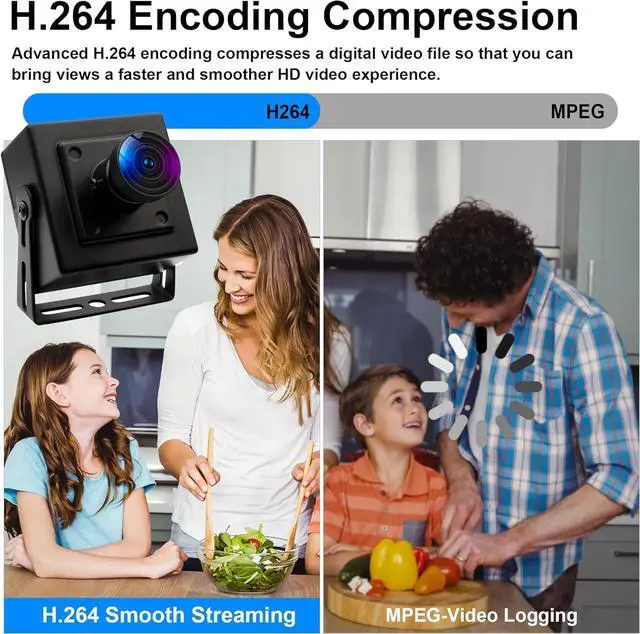 Alt view image 6 of 7 - Fisheye USB Camera Wide Angle 1080P 30fps - H.264 Low Light Webcam with Microphone for PC Windows MacOS Linux Android - Metal Housing Security Camera for Video Calls, 3d Printer, Zoom/Skype/Teams