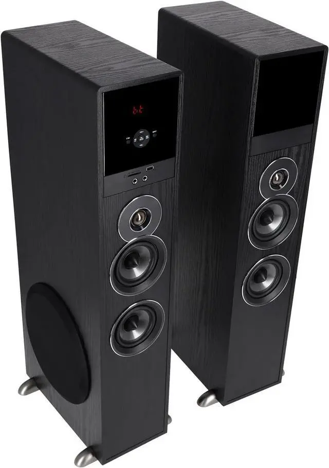 Main image of Rockville TM80B Powered Home Theater Tower Speaker System, Black, 800W, 8" Subwoofers, Bluetooth, USB/SD Playback, FM Radio, Remote Control, Karaoke Ready, Perfect for Home Entertainment