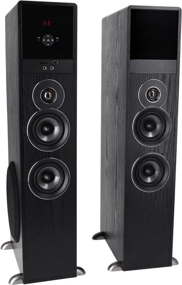 Alt view image 7 of 7 - Rockville TM80B Powered Home Theater Tower Speaker System, Black, 800W, 8" Subwoofers, Bluetooth, USB/SD Playback, FM Radio, Remote Control, Karaoke Ready, Perfect for Home Entertainment