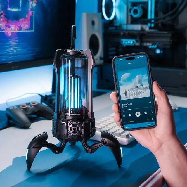 Alt view image 2 of 7 - GravaStar Supernova Portable Bluetooth Speaker, LED Table Lamp Speaker, 9H Playtime, TWS Pairing, Wireless Speakers fo Party/Outdoor/Camping/Gifts