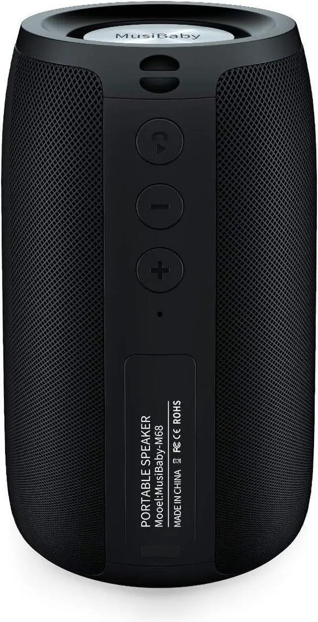 Main image of Bluetooth Speaker, MusiBaby Wireless Portable Speaker - Waterproof, Outdoor, Bluetooth 5.0, Dual Pairing, Loud Stereo, Deep Bass, 24H Playtime - Gift Ideas for Home, Party, Travel (BLK)