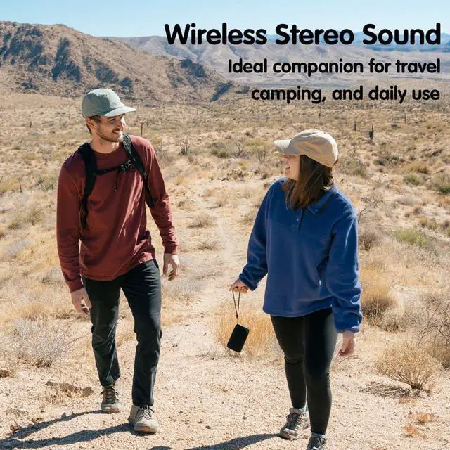 Alt view image 2 of 7 - Bluetooth Speaker, MusiBaby Wireless Portable Speaker - Waterproof, Outdoor, Bluetooth 5.0, Dual Pairing, Loud Stereo, Deep Bass, 24H Playtime - Gift Ideas for Home, Party, Travel (BLK)
