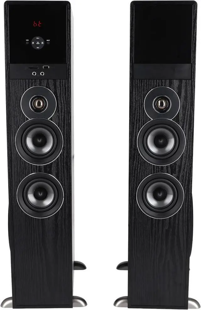 Alt view image 2 of 7 - Rockville TM80B Powered Home Theater Tower Speaker System, Black, 800W, 8" Subwoofers, Bluetooth, USB/SD Playback, FM Radio, Remote Control, Karaoke Ready, Perfect for Home Entertainment