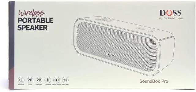 Alt view image 5 of 7 - DOSS SoundBox Pro Bluetooth Speaker with 20W Stereo Sound, Active Extra Bass, 20H Playtime, IPX6 Waterproof, TWS Pairing, Multi-Colors Lights, Portable for Hiking, Camping, Beach, Outdoor, Party-Black