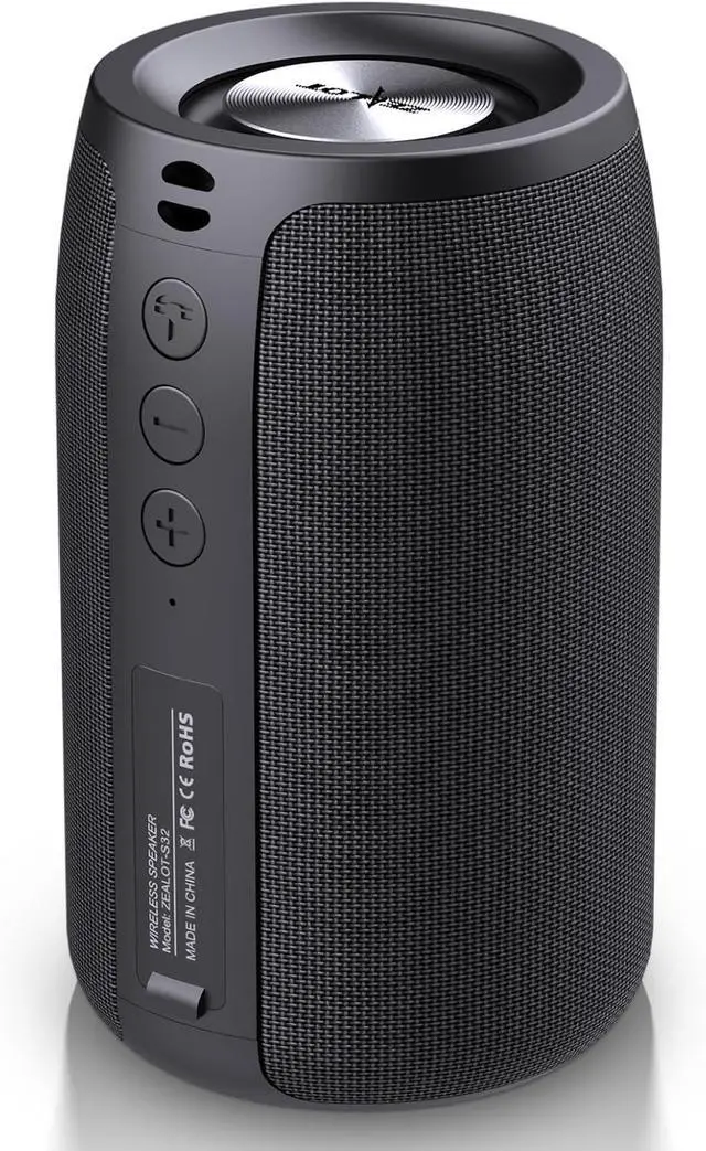 Main image of ZEALOT Portable Bluetooth Speakers, Wireless Speaker, S32 Samll Outdoor Speaker, Waterproof IPX5, Stereo Pairing/Bass/USB/MIC/TF Card/AUX for Home Outdoor Travel, Gift for Men, Kids -Black