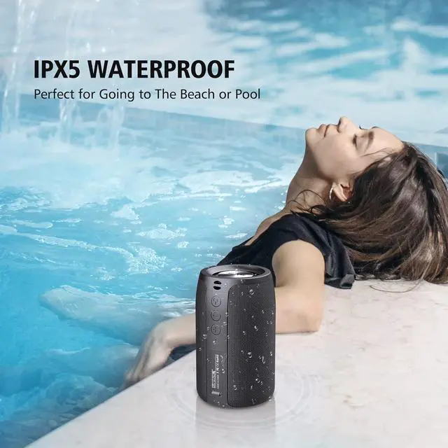 Alt view image 2 of 7 - ZEALOT Portable Bluetooth Speakers, Wireless Speaker, S32 Samll Outdoor Speaker, Waterproof IPX5, Stereo Pairing/Bass/USB/MIC/TF Card/AUX for Home Outdoor Travel, Gift for Men, Kids -Black