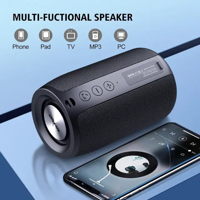 Alt view image 4 of 7 - ZEALOT Portable Bluetooth Speakers, Wireless Speaker, S32 Samll Outdoor Speaker, Waterproof IPX5, Stereo Pairing/Bass/USB/MIC/TF Card/AUX for Home Outdoor Travel, Gift for Men, Kids -Black