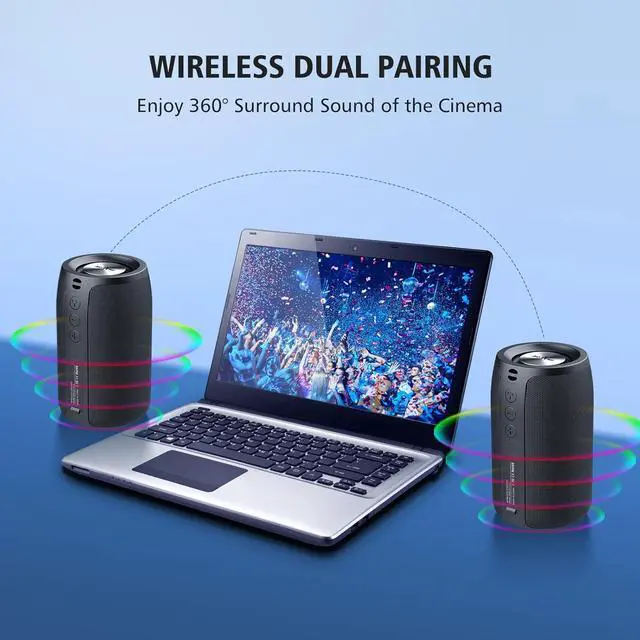 Alt view image 5 of 7 - ZEALOT Portable Bluetooth Speakers, Wireless Speaker, S32 Samll Outdoor Speaker, Waterproof IPX5, Stereo Pairing/Bass/USB/MIC/TF Card/AUX for Home Outdoor Travel, Gift for Men, Kids -Black