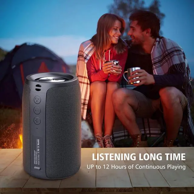 Alt view image 6 of 7 - ZEALOT Portable Bluetooth Speakers, Wireless Speaker, S32 Samll Outdoor Speaker, Waterproof IPX5, Stereo Pairing/Bass/USB/MIC/TF Card/AUX for Home Outdoor Travel, Gift for Men, Kids -Black