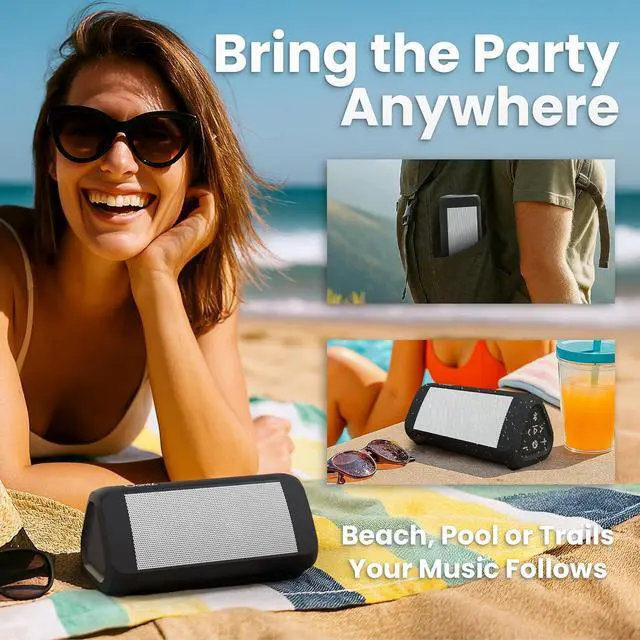 Alt view image 6 of 7 - OontZ Ultra Portable Bluetooth Speaker 5.0 - IPX7 Waterproof, 14W Enhanced Sound, 20-Hr Battery, 100ft Wireless Range, Deep Bass and Clear Audio, Durable Shower Speaker for Pool or Beach (White)
