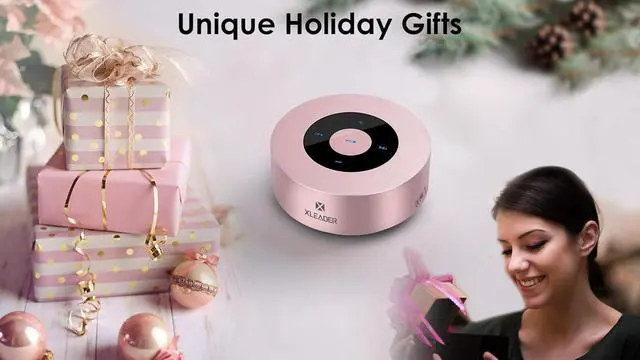 Alt view image 5 of 7 - XLEADER Mini Bluetooth Speaker (Travel Case Provided) HD Sound&Rich Bass, Touch Design, 12-15H Playtime, Support Aux Input, Micro SD, Mic, for iPhone Laptop Shower Office, Ideal Gifts, Pink Rose Gold