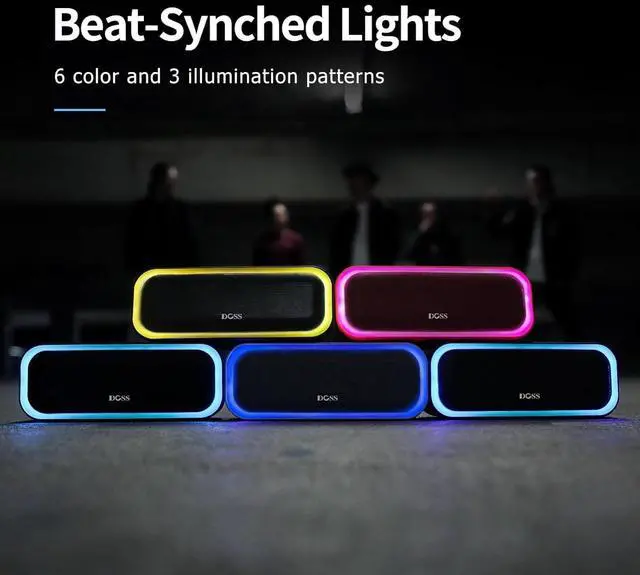 Alt view image 3 of 7 - DOSS SoundBox Pro Bluetooth Speaker with 20W Stereo Sound, Active Extra Bass, 20H Playtime, IPX6 Waterproof, TWS Pairing, Multi-Colors Lights, Portable for Hiking, Camping, Beach, Outdoor, Party-Black