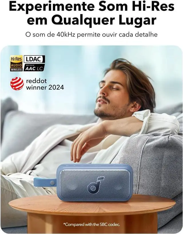 Alt view image 2 of 7 - Soundcore Motion 300 by Anker, Bluetooth Speaker, Wireless Hi-Res Portable Speaker, IPX7 Waterproof, BassUp, Bluetooth 5.3, 30W Stereo Sound, 13H Playtime for Home, Shower, Outdoor, and Travel - Blue