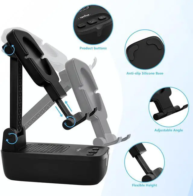 Alt view image 3 of 7 - comiso Birthday Gifts for Men Women, IPX7 Waterproof Cell Phone Stand with Speaker, Phone Holder Bluetooth Speaker with HD Stereo Sound & Anti-Slip, Compatible for iPhone/iPad/Samsung Galaxy